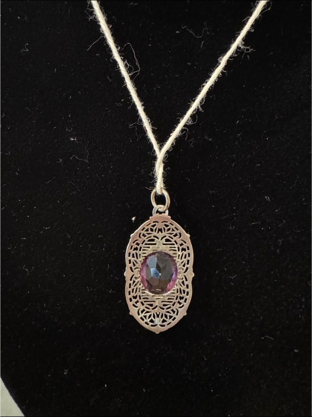 Vintage amethyst and sterling silver pendant